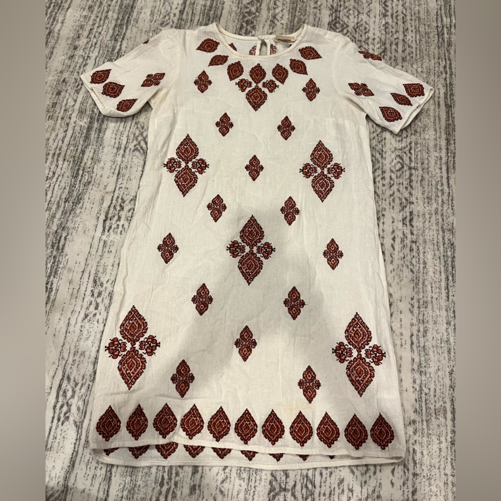 Michael Kors Cream and Red Embroidered Top